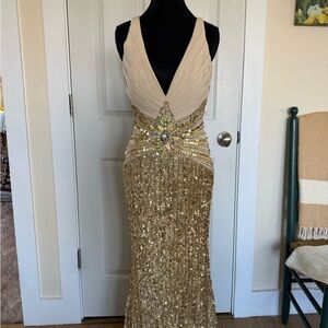 Gold Sequin evening gown/Prom Gown